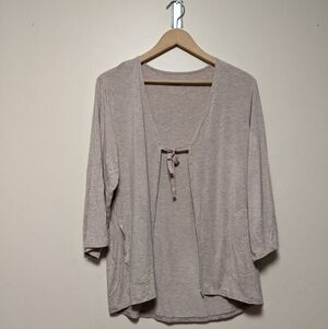 LOGO by Lori Goldstein Tan Sweater Cardigan XS